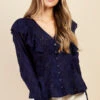 Little Mistress Navy Broderie Frill Top By Vogue Williams -Occasion Couture Shop D34570Q2A 2