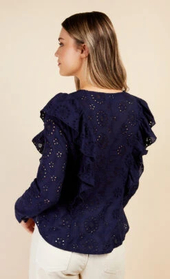 Little Mistress Navy Broderie Frill Top By Vogue Williams -Occasion Couture Shop D34570Q2A 4