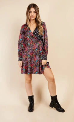 Little Mistress Floral And Spot Print Mini Dress By Vogue Williams