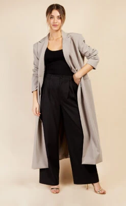 Little Mistress Stone Long Coat By Vogue Williams -Occasion Couture Shop D34583Q1A 1