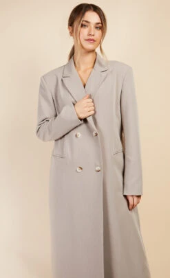 Little Mistress Stone Long Coat By Vogue Williams -Occasion Couture Shop D34583Q1A 2