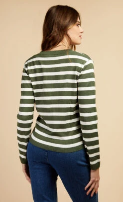 Little Mistress Khaki Stripe Cardigan By Vogue Williams -Occasion Couture Shop D34589Q2A 4