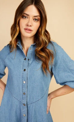 Little Mistress Mid-Blue Denim Western Seam Mini Dress By Vogue Williams -Occasion Couture Shop D34636B1A 3