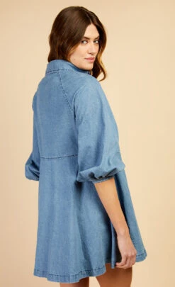 Little Mistress Mid-Blue Denim Western Seam Mini Dress By Vogue Williams -Occasion Couture Shop D34636B1A 4