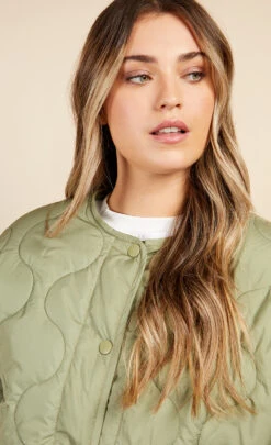 Little Mistress Khaki Quilted Jacket By Vogue Williams -Occasion Couture Shop D34639Q1A 3