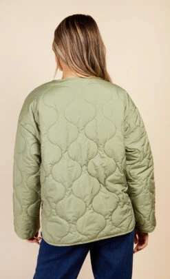 Little Mistress Khaki Quilted Jacket By Vogue Williams -Occasion Couture Shop D34639Q1A 4