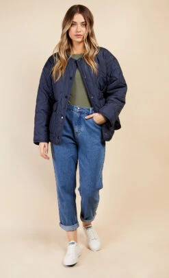 Little Mistress Navy Quilted Jacket By Vogue Williams 10 Little Mistress Navy Quilted Jacket By Vogue Williams -Occasion Couture Shop D34639Q2A 1