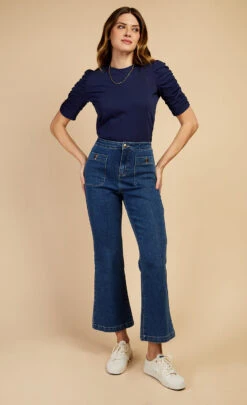 Little Mistress Navy Ruched Sleeve T-Shirt By Vogue Williams -Occasion Couture Shop D34644Q2A 1 271fc5bf ac2f 4033 8a7f e2c28f80e17d