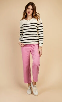 Little Mistress Stripe Pointelle Knit Top By Vogue Williams -Occasion Couture Shop D34650Q1A 1