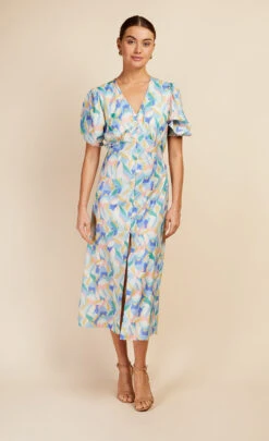 Little Mistress Pastel Print Button Front Midi Dress By Vogue Williams