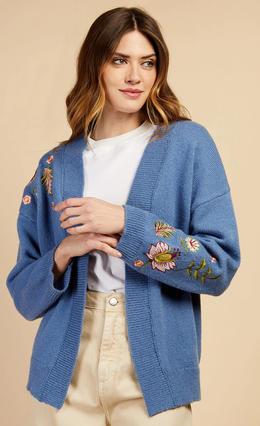 Little Mistress Blue Embroidery Knit Cardigan By Vogue Williams 4 Little Mistress Blue Embroidery Knit Cardigan By Vogue Williams - Image 2