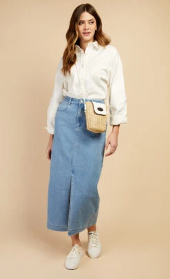 Little Mistress Cream Denim Western Seam Shirt By Vogue Williams -Occasion Couture Shop D34665Q1A 1