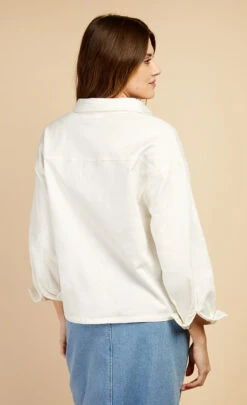 Little Mistress Cream Denim Western Seam Shirt By Vogue Williams -Occasion Couture Shop D34665Q1A 4