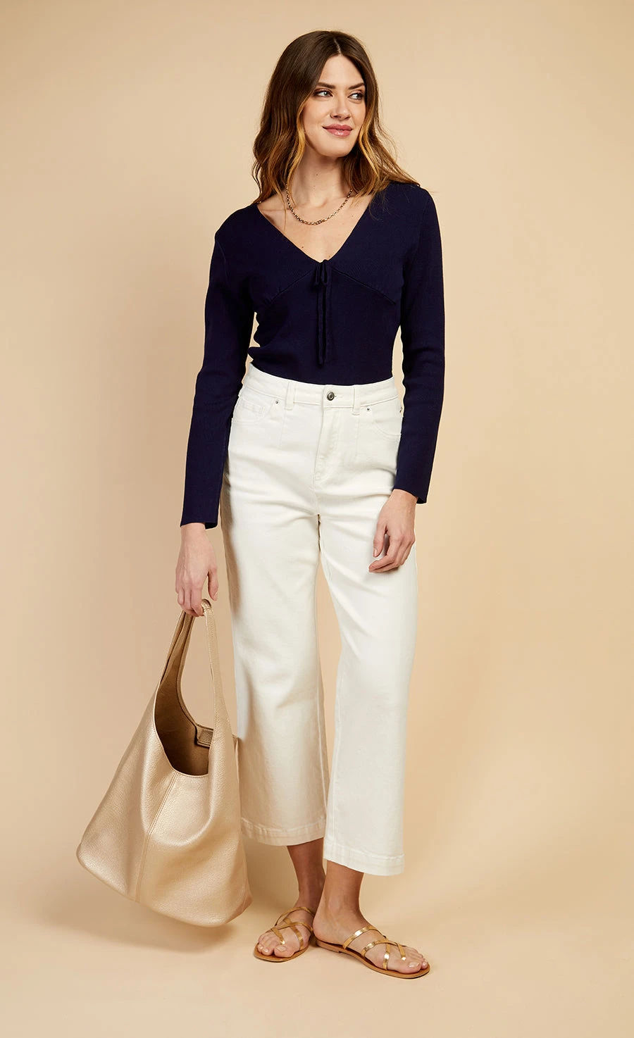 Little Mistress Navy Tie Detail Knit Top By Vogue Williams 5 Little Mistress Navy Tie Detail Knit Top By Vogue Williams - Image 3