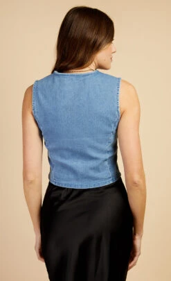 Little Mistress Blue Denim Waistcoat By Vogue Williams 11 Little Mistress Blue Denim Waistcoat By Vogue Williams -Occasion Couture Shop D34674Q1A 4