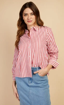 Little Mistress Red Stripe Shirt By Vogue Williams -Occasion Couture Shop D34677Q1A 2
