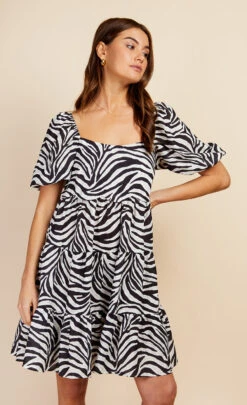 Little Mistress Zebra Print Tiered Mini Smock Dress By Vogue Williams -Occasion Couture Shop D34678B1A 2
