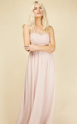 Little Mistress Luanna Blush Embellished One-Shoulder Maxi Dress -Occasion Couture Shop L16413D10A 2