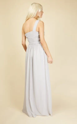 Little Mistress Luanna Ice Grey Embellished One-Shoulder Maxi Dress -Occasion Couture Shop L16413D12A 4