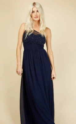 Little Mistress Luanna Navy Embellished One-Shoulder Maxi Dress 8 Little Mistress Luanna Navy Embellished One-Shoulder Maxi Dress -Occasion Couture Shop L16413D13A 2