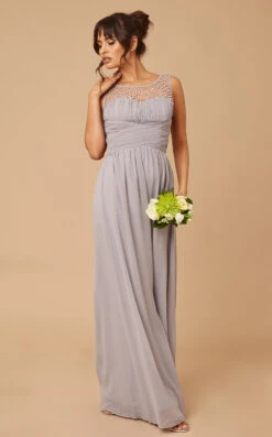 Little Mistress Grace Grey Embellishment Sweetheart Maxi Dress -Occasion Couture Shop L6158D3A 1051