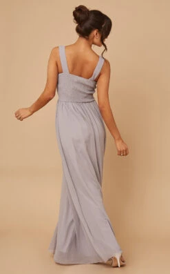 Little Mistress Grace Grey Embellishment Sweetheart Maxi Dress -Occasion Couture Shop L6158D3A 1086