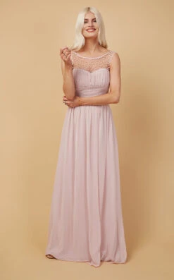 Little Mistress Grace Blush Embellishment Sweetheart Maxi Dress