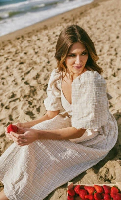 Little Mistress Beige Check Multiway Midi Dress