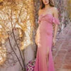 Little Mistress Rose Quartz Twist Detail Bardot Maxi Dress -Occasion Couture Shop PriorityLMMarbella2024 14