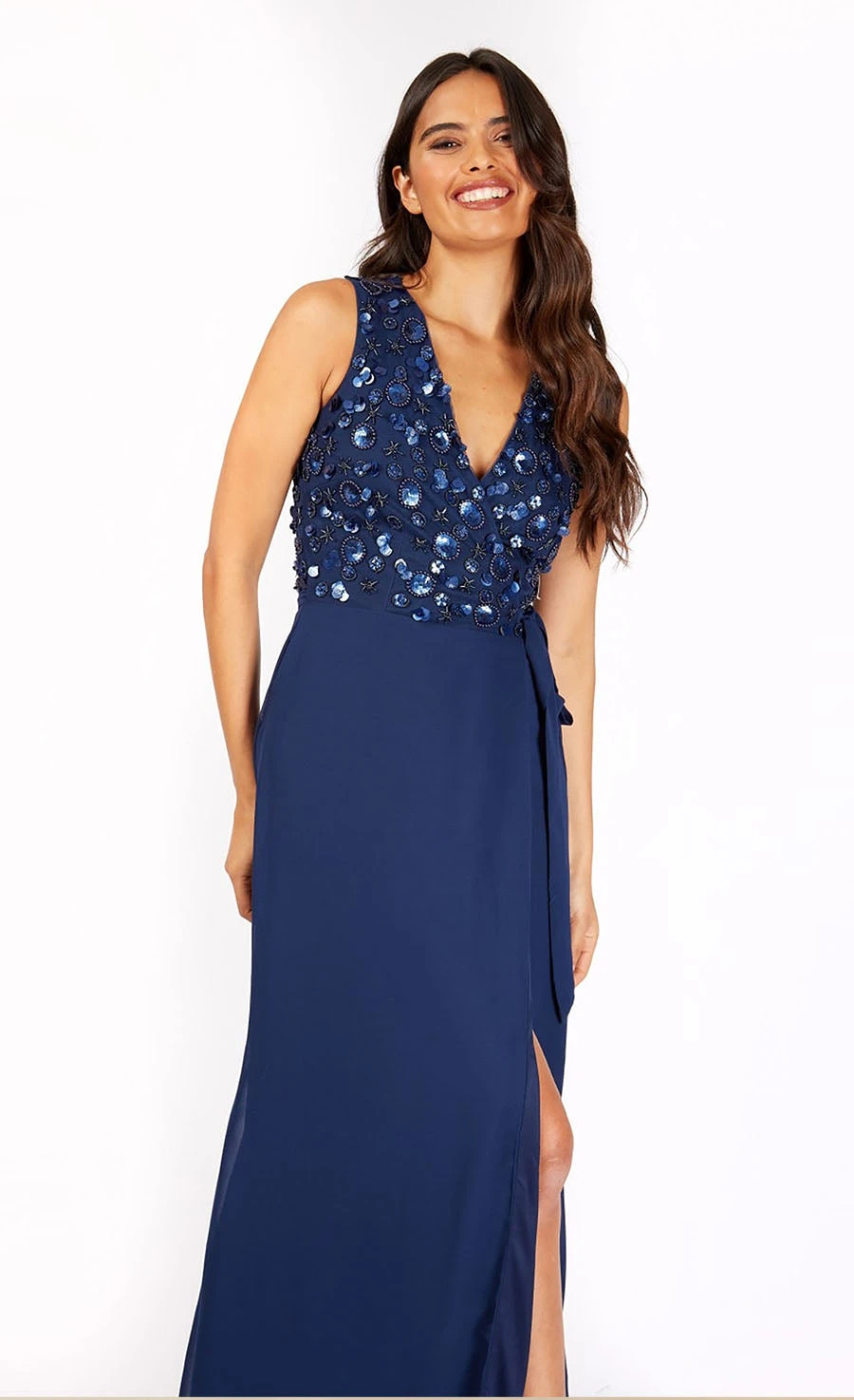 Little Mistress Kerri Navy Embellished Tie Waist Maxi Dress 5 Little Mistress Kerri Navy Embellished Tie Waist Maxi Dress - Image 3