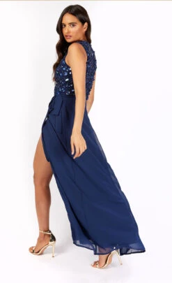 Little Mistress Kerri Navy Embellished Tie Waist Maxi Dress 9 Little Mistress Kerri Navy Embellished Tie Waist Maxi Dress -Occasion Couture Shop U18831D3A 4