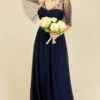 Little Mistress Melissa Bridesmaid Navy Angel Sleeve Maxi Dress -Occasion Couture Shop U18857D4A 1