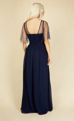 Little Mistress Melissa Bridesmaid Navy Angel Sleeve Maxi Dress -Occasion Couture Shop U18857D4A 4