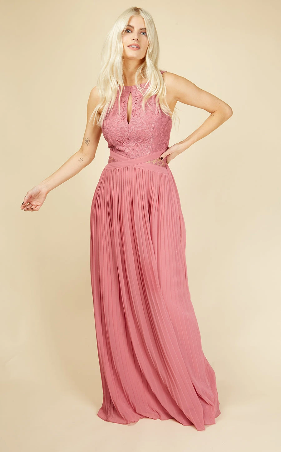 Little Mistress Debra Rose Lace Bodice And Pleat Maxi Dress 3 Little Mistress Debra Rose Lace Bodice And Pleat Maxi Dress