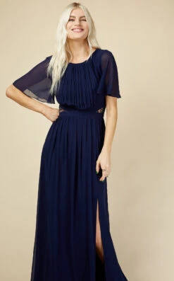 Little Mistress Navy Angel Sleeve Maxi Dress -Occasion Couture Shop U19809D3A 2
