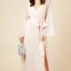 Little Mistress Nude Plunge Tie Waist Maxi Dress -Occasion Couture Shop U19811D1A 1