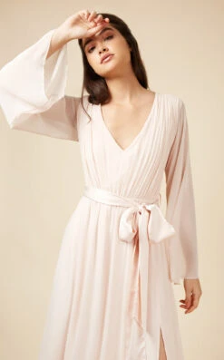 Little Mistress Nude Plunge Tie Waist Maxi Dress -Occasion Couture Shop U19811D1A 3