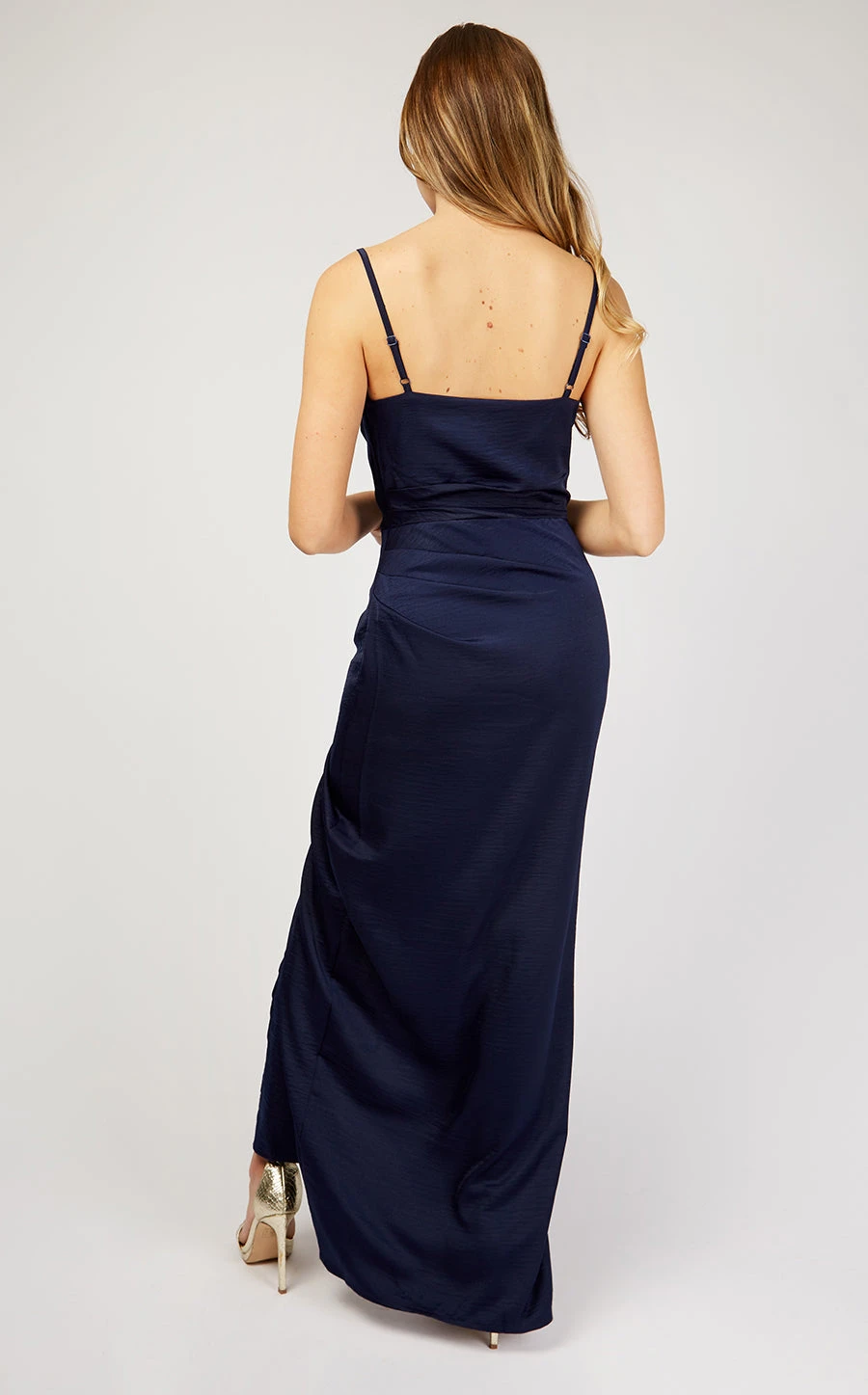 Little Mistress Navy Satin Maxi Dress 6 Little Mistress Navy Satin Maxi Dress - Image 4