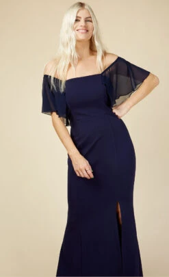 Little Mistress Hannah Navy Bardot Maxi Dress -Occasion Couture Shop U19818D3A 2