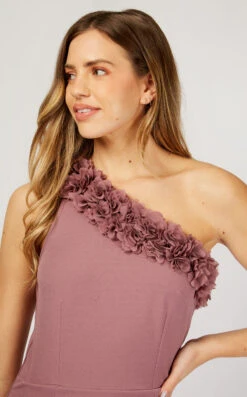 Little Mistress Mauve One-Shoulder Corsage Maxi Dress -Occasion Couture Shop U19822D2A 3