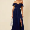 Little Mistress Navy Bardot Draped Sleeve Maxi Dress -Occasion Couture Shop U19823D1A 1