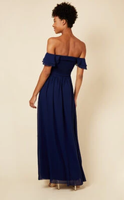 Little Mistress Navy Bardot Draped Sleeve Maxi Dress -Occasion Couture Shop U19823D1A 4