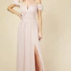 Little Mistress Russo Blush Bardot Draped Sleeve Maxi Dress -Occasion Couture Shop U19823D3A 1