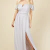 Little Mistress Russo Ice Grey Bardot Draped Sleeve Maxi Dress -Occasion Couture Shop U19823D4A 1jpg