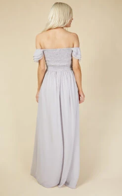 Little Mistress Russo Ice Grey Bardot Draped Sleeve Maxi Dress -Occasion Couture Shop U19823D4A 4