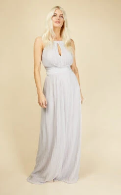 Little Mistress Bella Ice Grey Pleated Maxi Dress