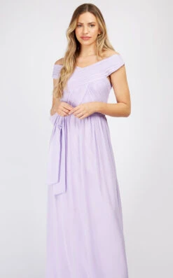Little Mistress Lilac Crossover Bardot Maxi Dress -Occasion Couture Shop U19826D1A 2 1