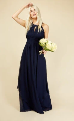 Little Mistress Elana Navy Keyhole Maxi Dress