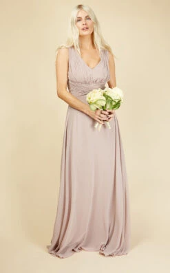 Little Mistress Marta Mink Lace Insert Maxi Dress