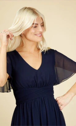 Little Mistress Russo Navy Angel Sleeve Maxi Dress -Occasion Couture Shop U20888D1A 3
